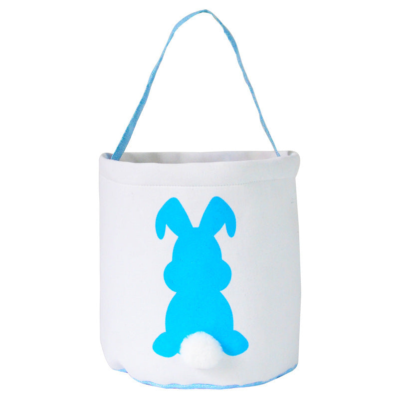 Happy Easter Burlap Bunny Ears Bags Easter Basket Canvas Bunny Buckets, Easter Tote Bags with Rabbit