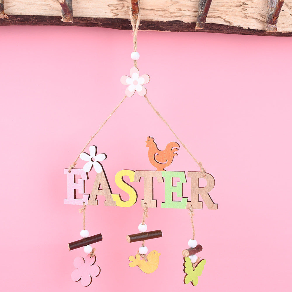 Spring and Easter Decorations for Garden, Porch - Rustic Wooden Letter Plate Pendant Nordic Style
