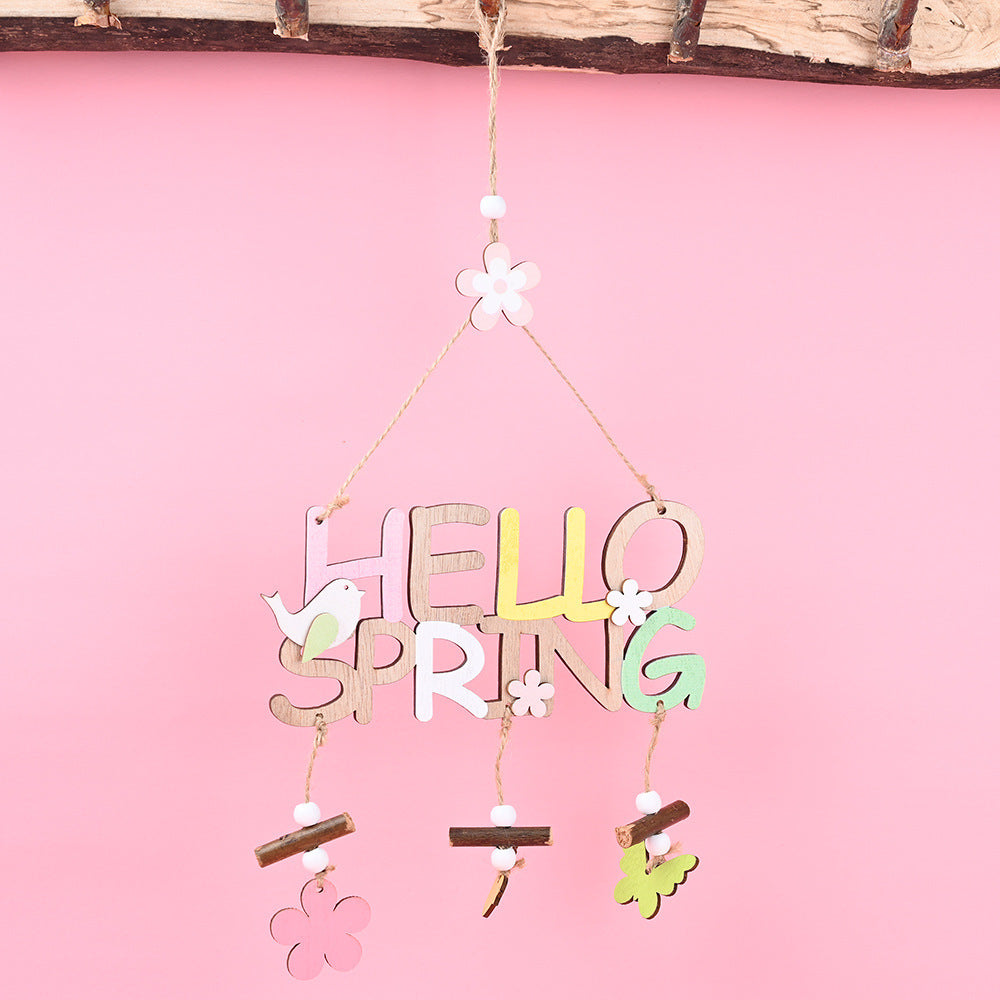 Spring and Easter Decorations for Garden, Porch - Rustic Wooden Letter Plate Pendant Nordic Style