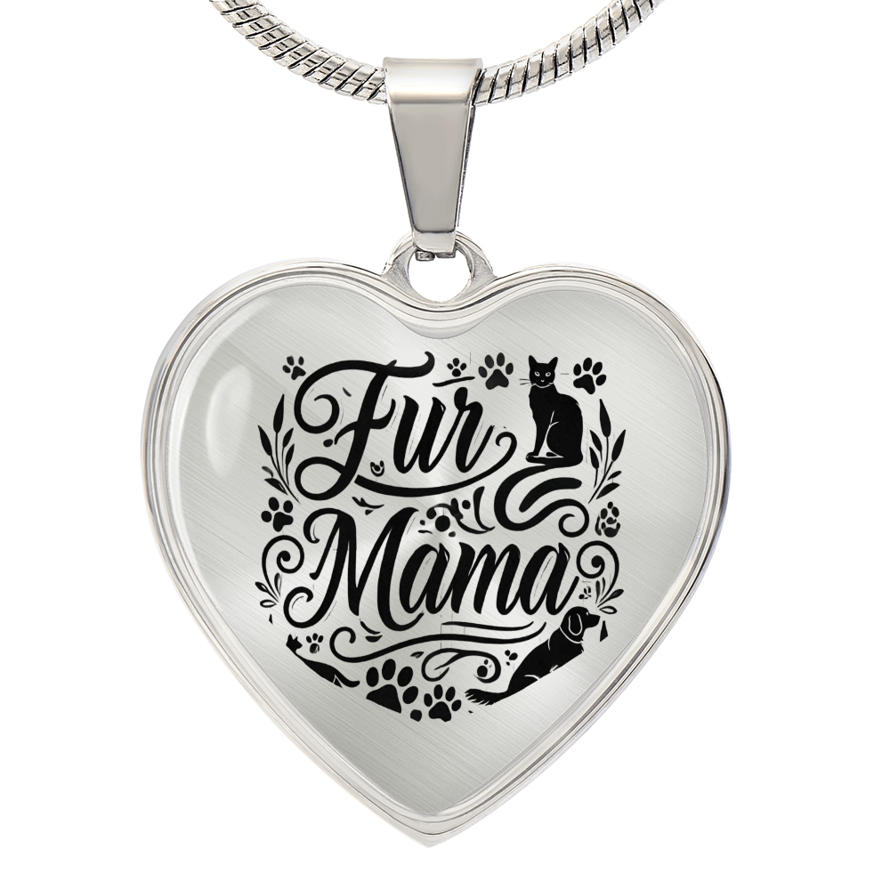 Personalized Graphic Heart Necklace – Silver & 18K Gold | Mom-Themed Designs - Dog, Cat Moms, Mama Bear, Super Mom, Boss Mom, Fur Mama