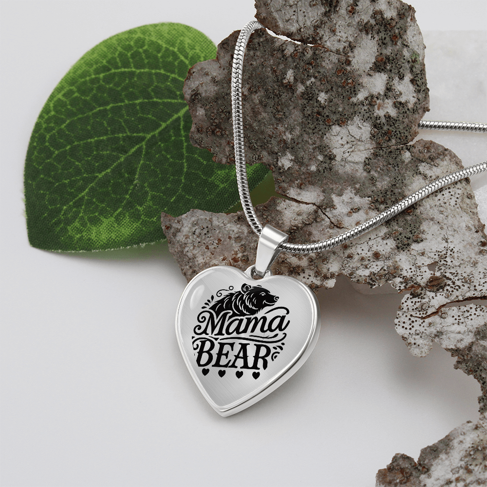 Personalized Graphic Heart Necklace – Silver & 18K Gold | Mom-Themed Designs - Dog, Cat Moms, Mama Bear, Super Mom, Boss Mom, Fur Mama