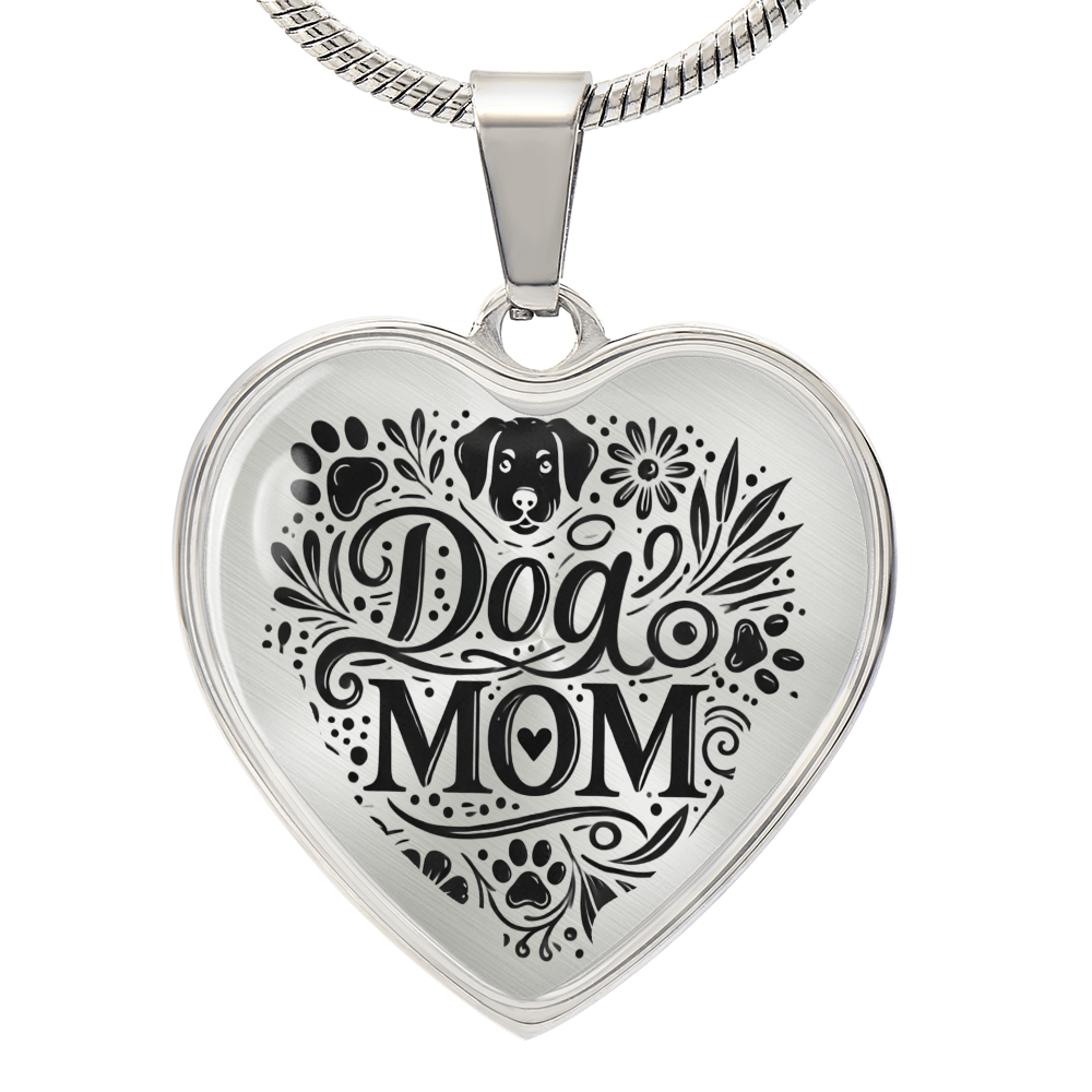 Personalized Graphic Heart Necklace – Silver & 18K Gold | Mom-Themed Designs - Dog, Cat Moms, Mama Bear, Super Mom, Boss Mom, Fur Mama