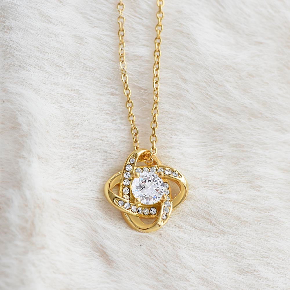To My Mom - Love knot necklace with personalized message for Mother's Day, Birthday or any special occasion - 14K and 18K gold with standard or luxury gift box