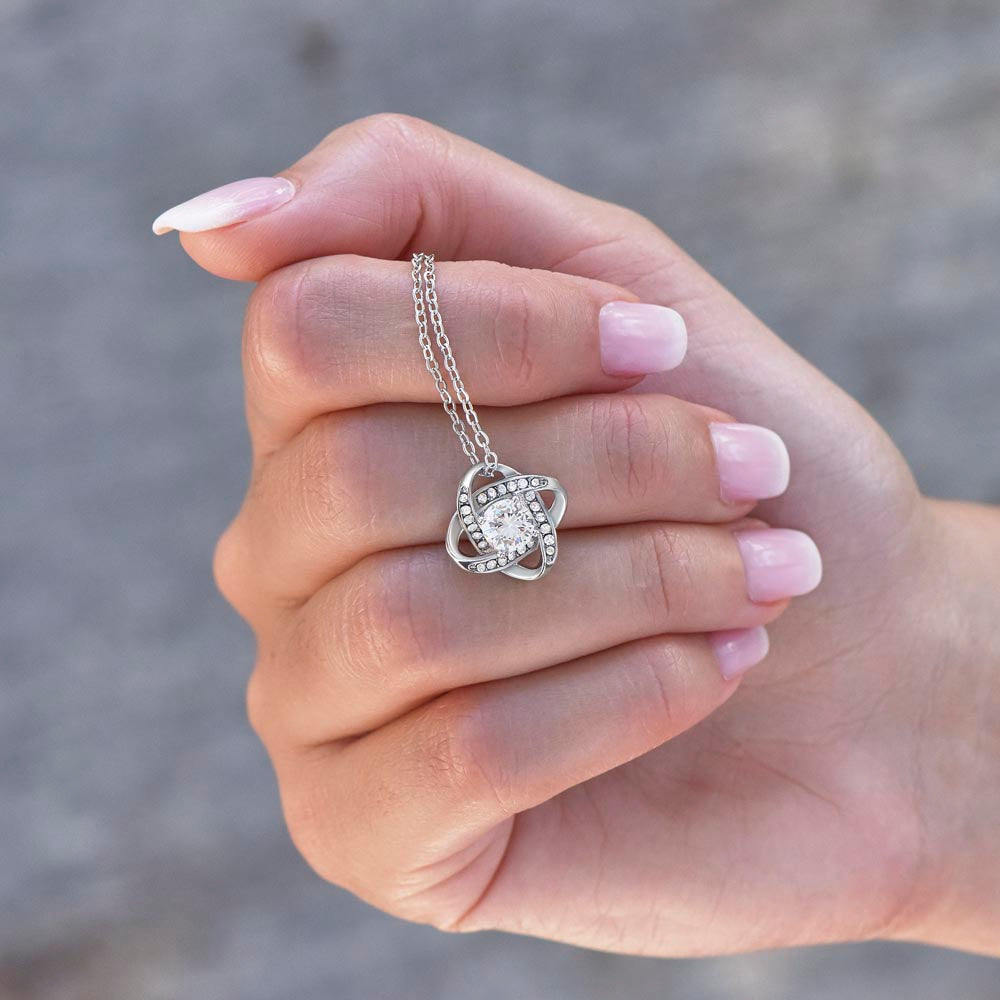 To My Mom - Love knot necklace with personalized message for Mother's Day, Birthday or any special occasion - 14K and 18K gold with standard or luxury gift box
