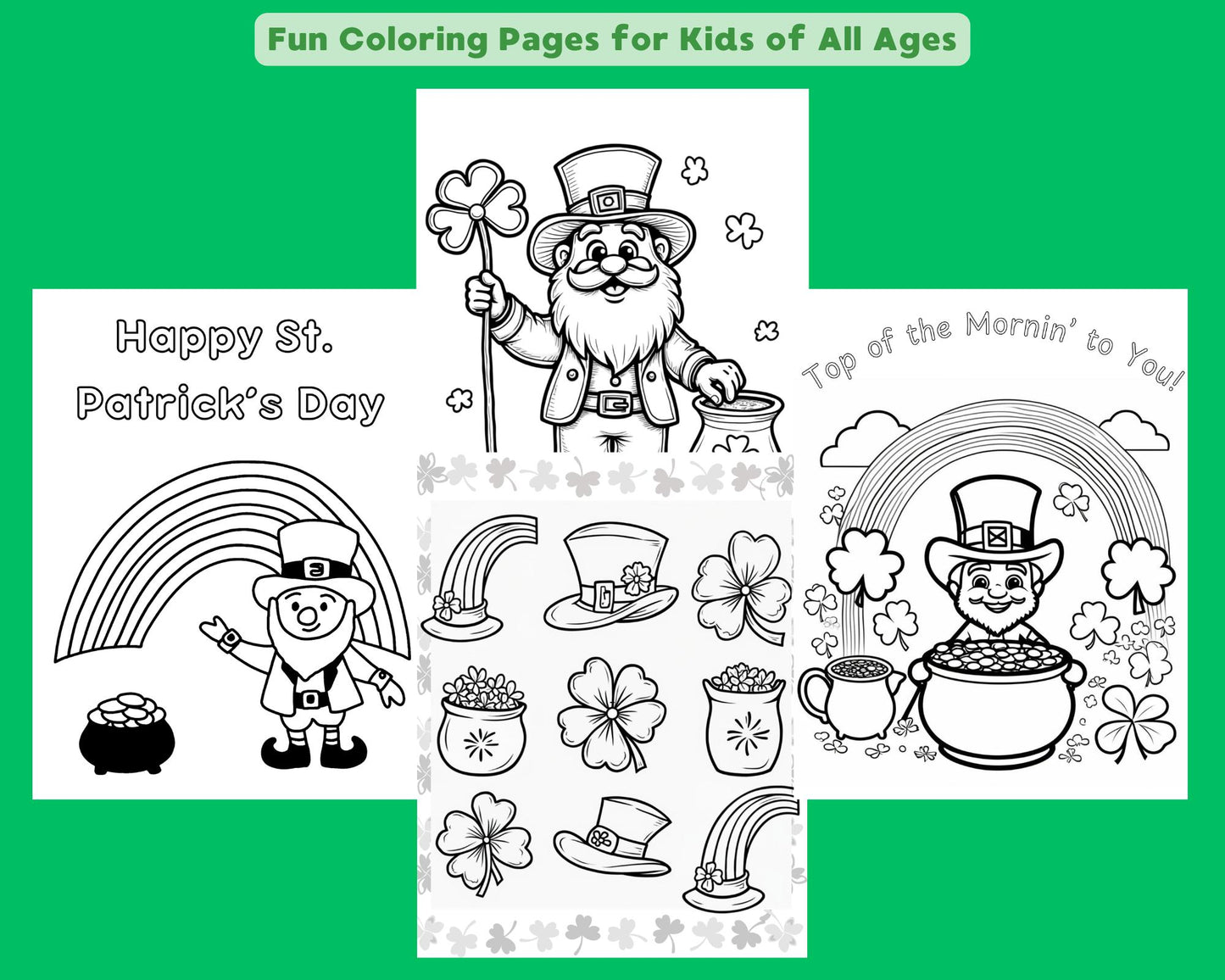 St Patty's Day Activity and Coloring Pages for Kids, St Patrick's Day Scavenger Hunt, Maze, Word Search , Games and Coloring Pages, Digital Print