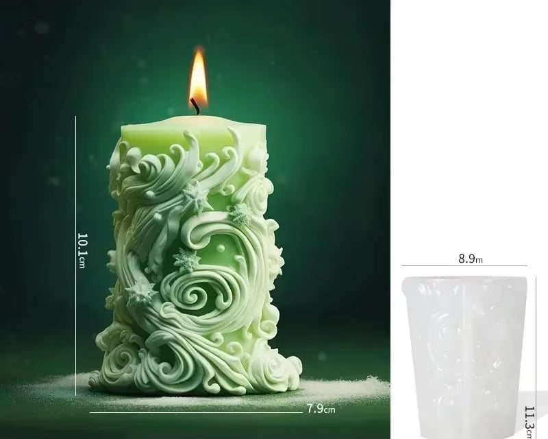 Blooming Peony Flower Relief Cylindrical Candle Silicone Mold Flower Cylinder Resin Silicone Mould Blooming Peony Gypsum Molds