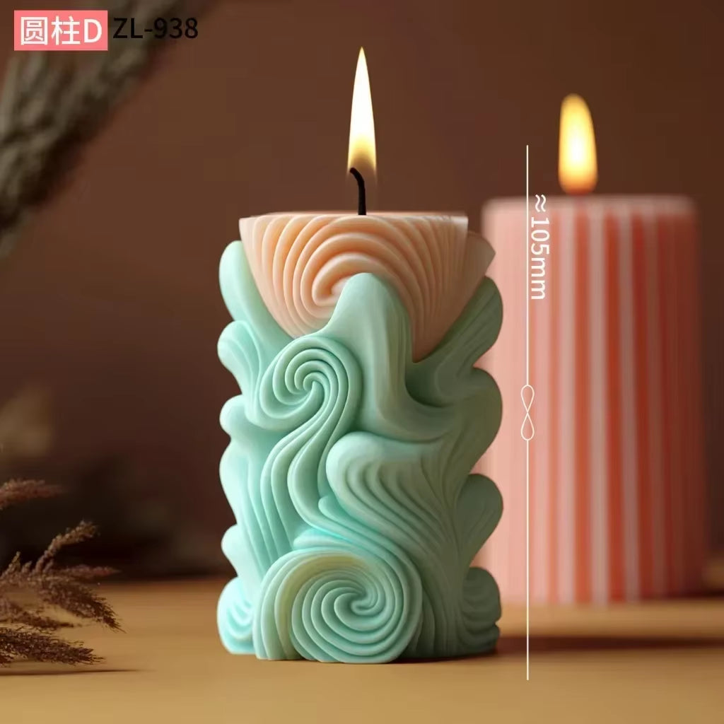 Blooming Peony Flower Relief Cylindrical Candle Silicone Mold Flower Cylinder Resin Silicone Mould Blooming Peony Gypsum Molds