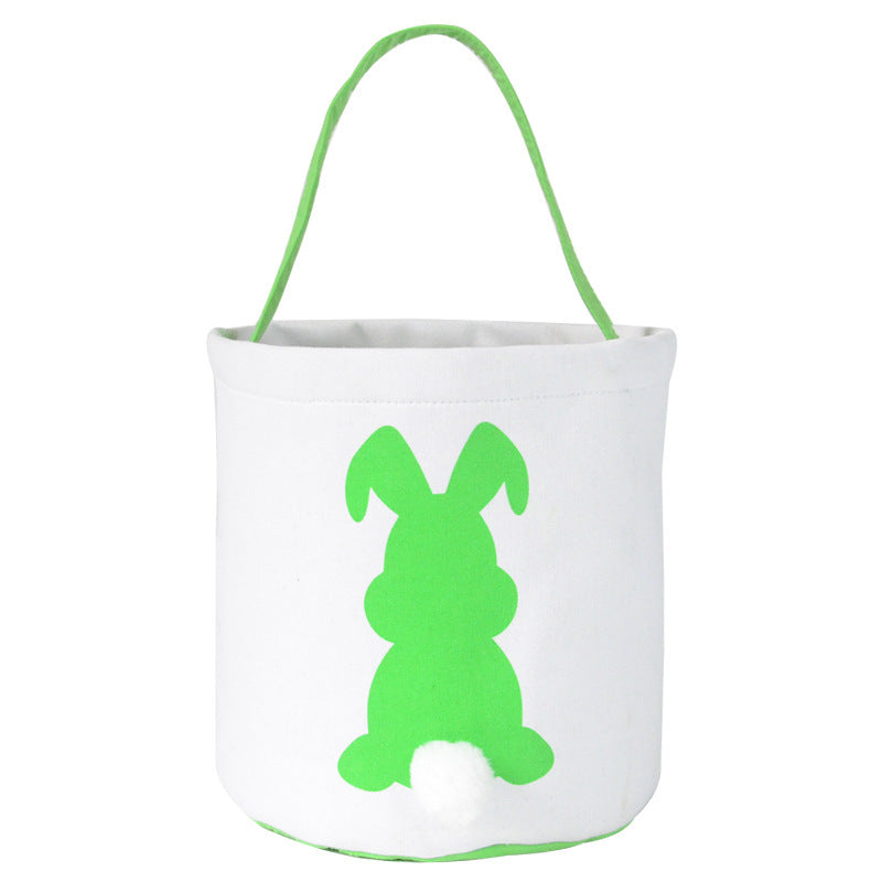 Happy Easter Burlap Bunny Ears Bags Easter Basket Canvas Bunny Buckets, Easter Tote Bags with Rabbit