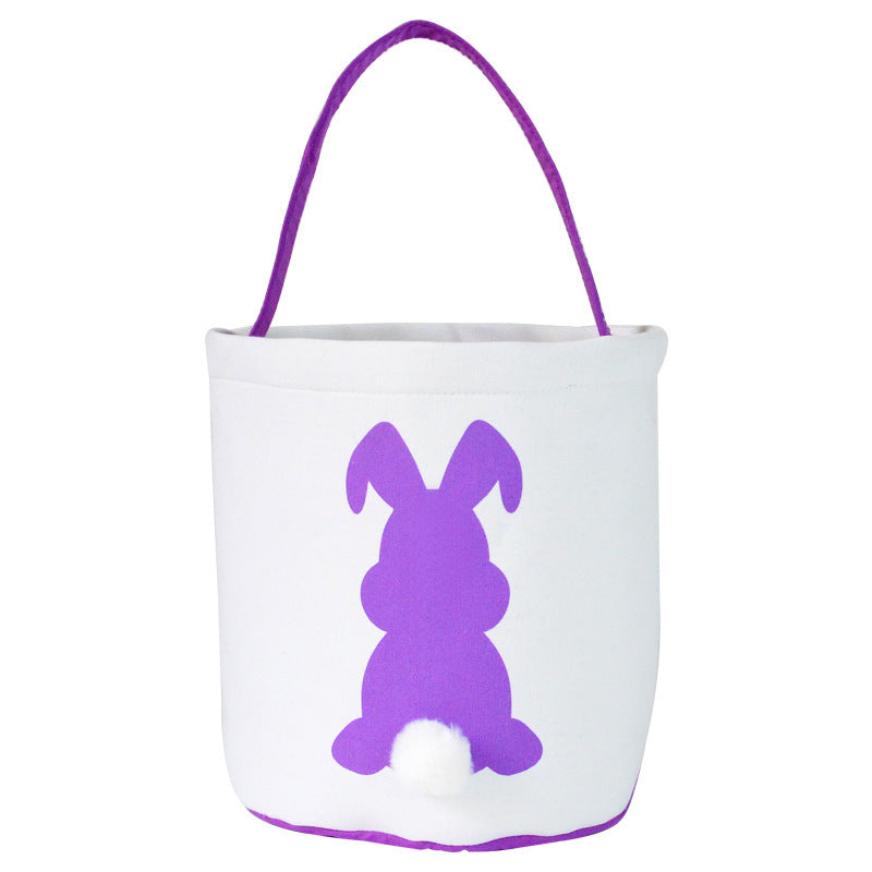 Happy Easter Burlap Bunny Ears Bags Easter Basket Canvas Bunny Buckets, Easter Tote Bags with Rabbit