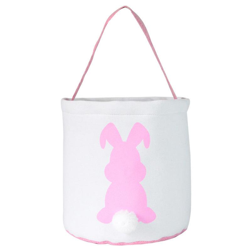 Happy Easter Burlap Bunny Ears Bags Easter Basket Canvas Bunny Buckets, Easter Tote Bags with Rabbit