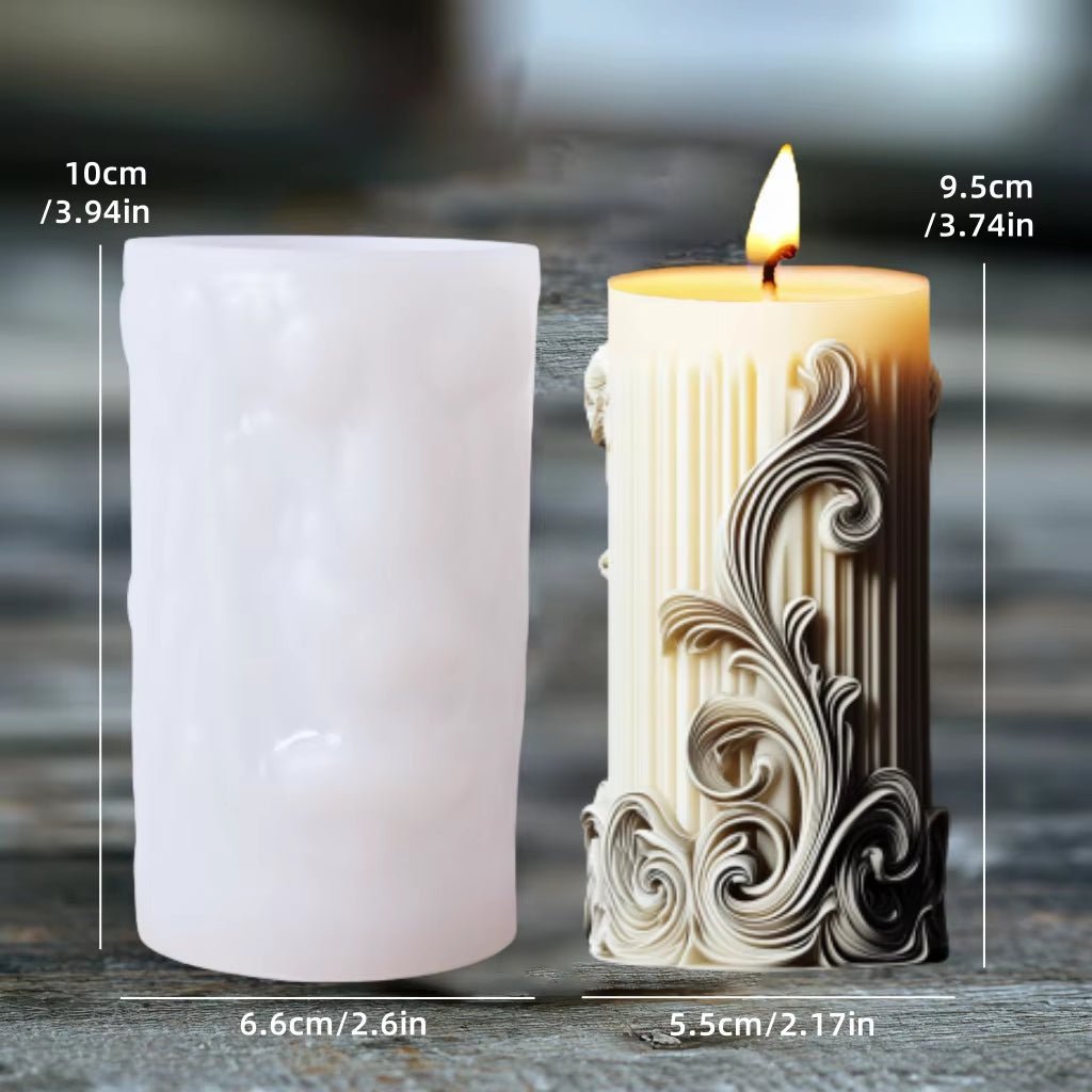 Blooming Peony Flower Relief Cylindrical Candle Silicone Mold Flower Cylinder Resin Silicone Mould Blooming Peony Gypsum Molds