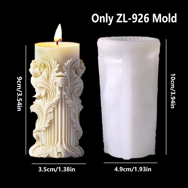 Blooming Peony Flower Relief Cylindrical Candle Silicone Mold Flower Cylinder Resin Silicone Mould Blooming Peony Gypsum Molds