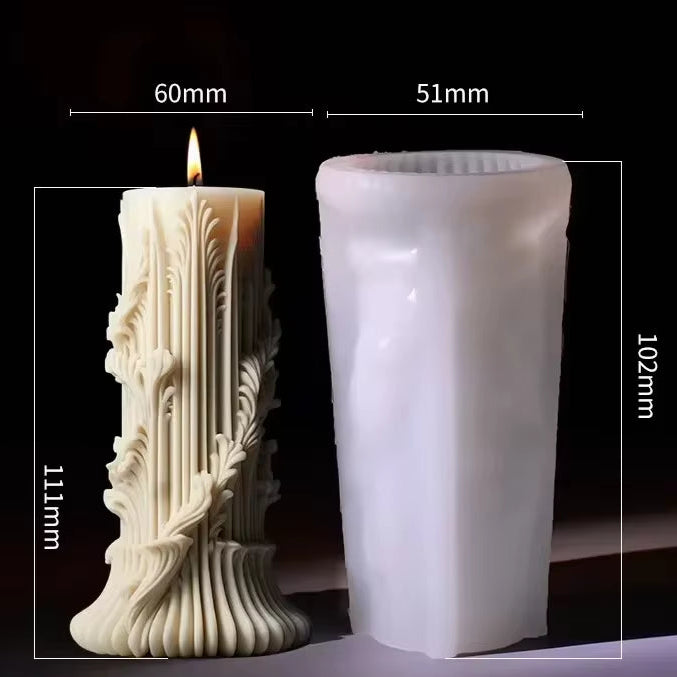 Blooming Peony Flower Relief Cylindrical Candle Silicone Mold Flower Cylinder Resin Silicone Mould Blooming Peony Gypsum Molds