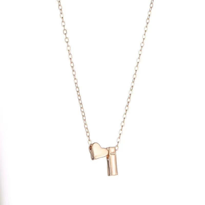 Dainty Initial Heart Necklace in Gold and Silver - Elegant Choker Pendant Jewelry Gift for Women