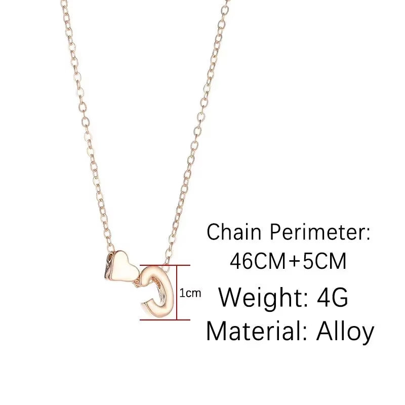 Dainty Initial Heart Necklace in Gold and Silver - Elegant Choker Pendant Jewelry Gift for Women