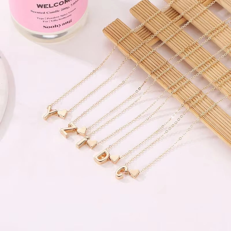 Dainty Initial Heart Necklace in Gold and Silver - Elegant Choker Pendant Jewelry Gift for Women