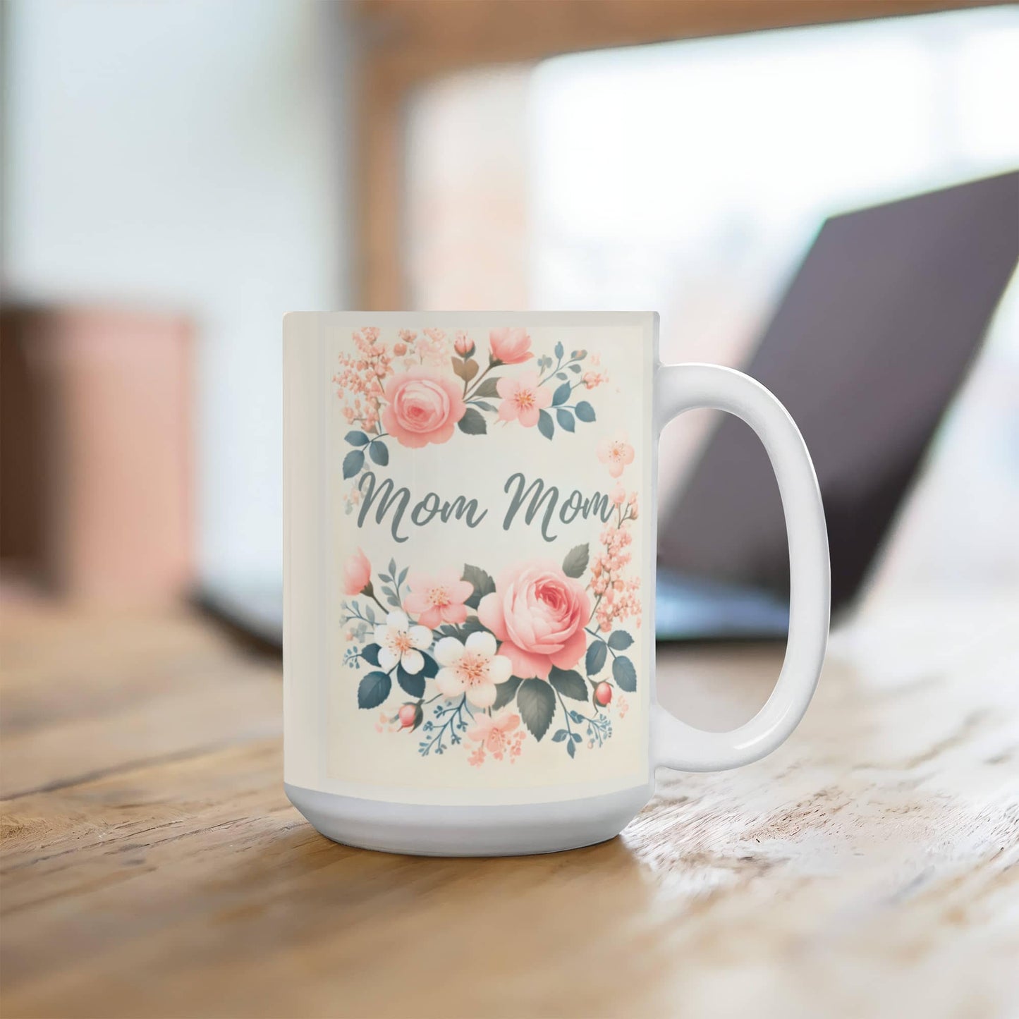 Personalized Floral Coffee Mug – Custom Name Mug with Elegant Pastel Flowers, Gift for Her, 11oz & 15oz