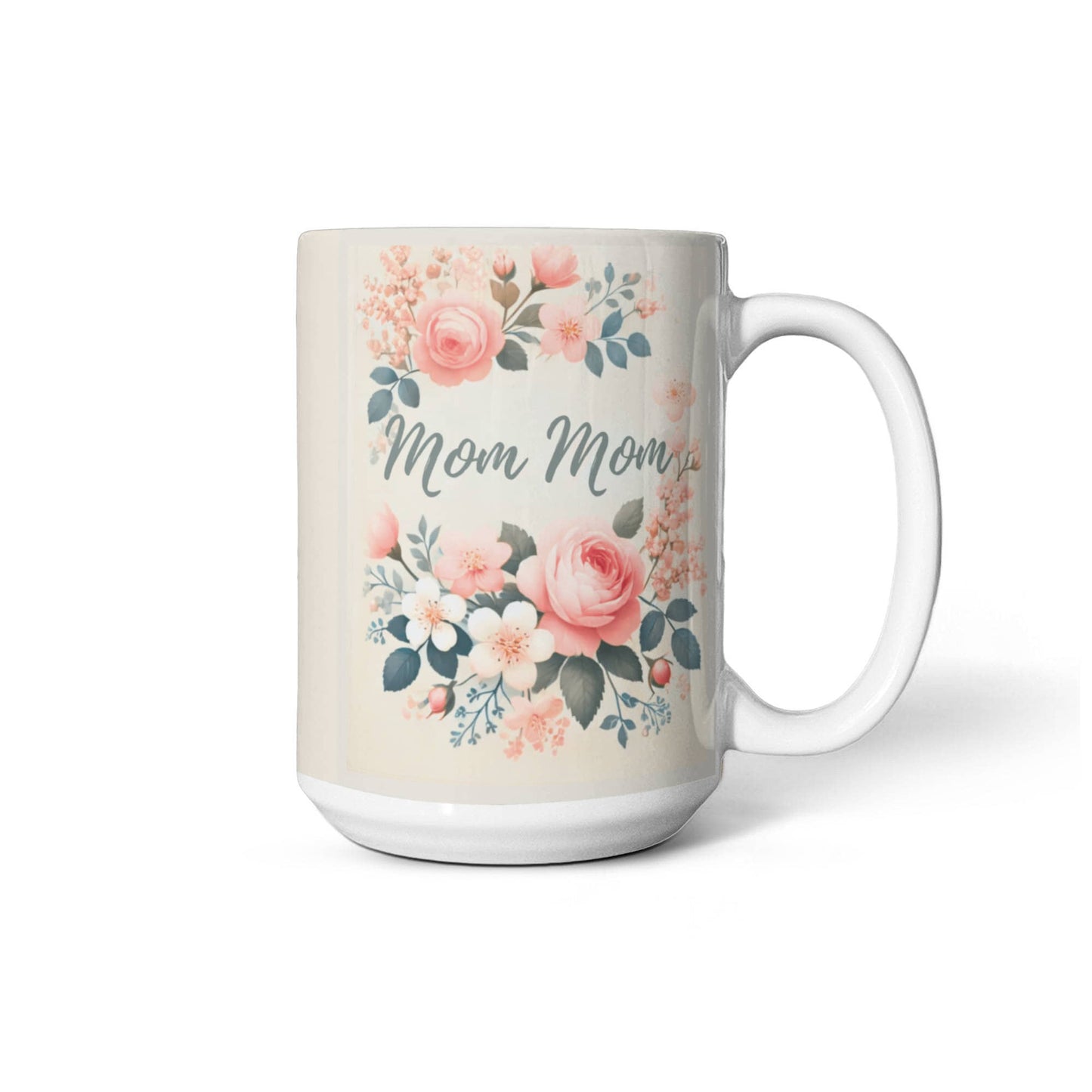 Personalized Floral Coffee Mug – Custom Name Mug with Elegant Pastel Flowers, Gift for Her, 11oz & 15oz