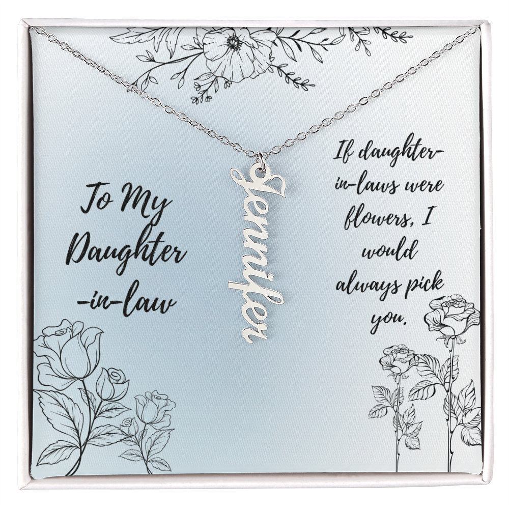 Personalized Vertical Name Necklace – Elegant & Meaningful Gift for Mom, Daughter, Daughter-in-law and Sister - for Birthday, Mother's Day, Anniversary, or any occasion