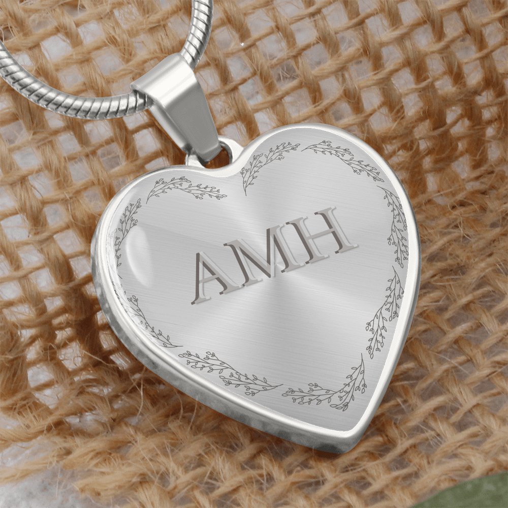 Minimalist Personalized Graphic Heart Necklace – Custom Engraved Name or Initials - Birthday, Graduation, Mother's Day, Anniversary, Sweet 16, First Holy Communication, Wedding Gift or any Occasion Gift