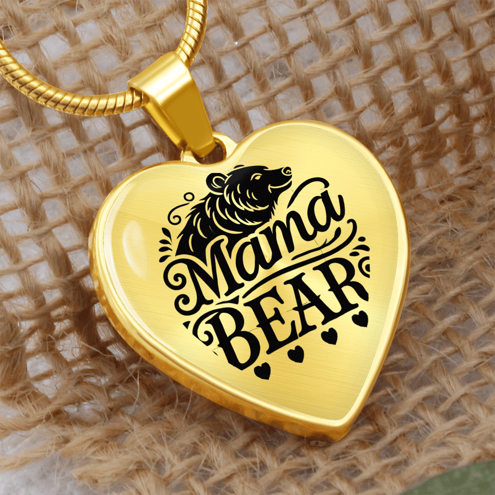 Personalized Graphic Heart Necklace – Silver & 18K Gold | Mom-Themed Designs - Dog, Cat Moms, Mama Bear, Super Mom, Boss Mom, Fur Mama