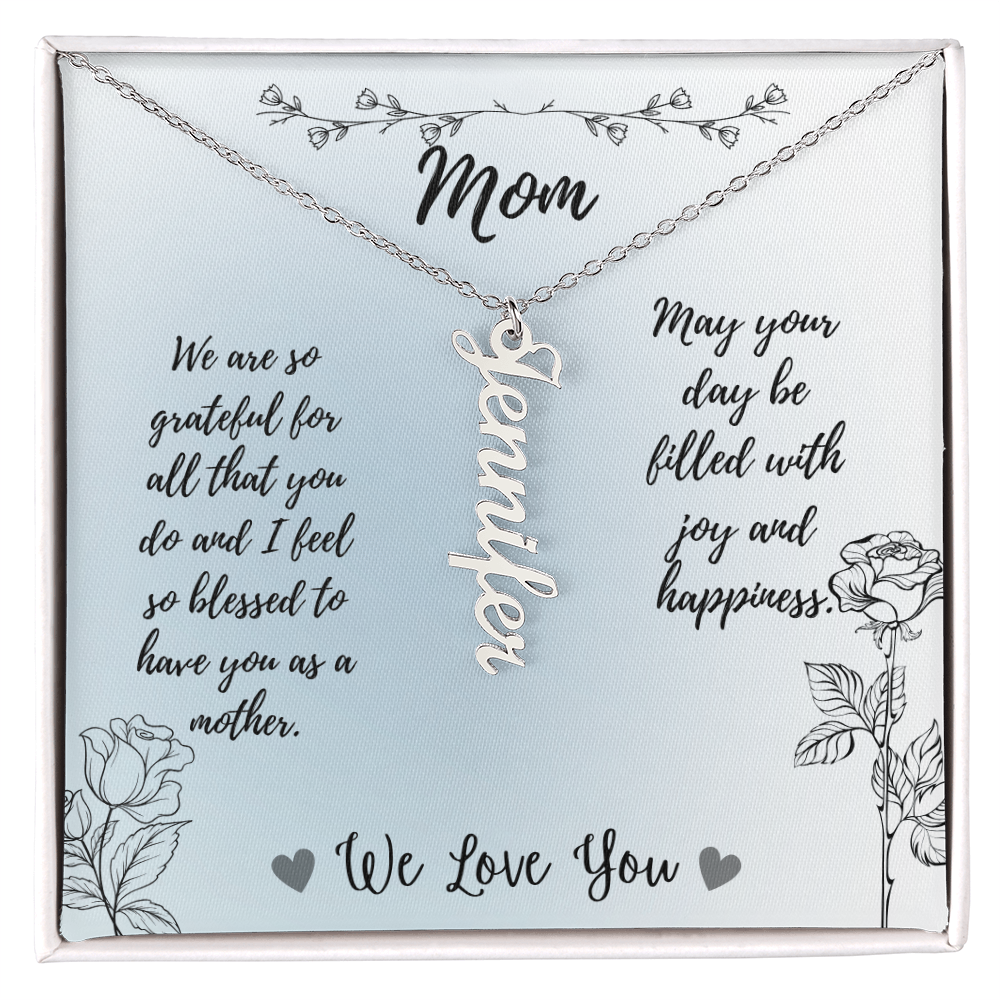 Personalized Vertical Name Necklace – Elegant & Meaningful Gift for Mom, Daughter, Daughter-in-law and Sister - for Birthday, Mother's Day, Anniversary, or any occasion