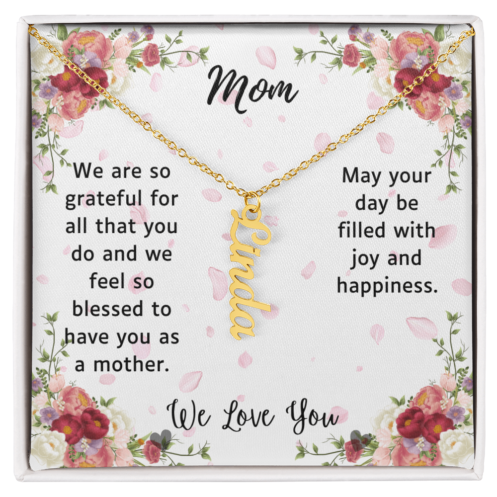 Personalized Vertical Name Necklace – Elegant & Meaningful Gift for Mom, Daughter, Daughter-in-law and Sister - for Birthday, Mother's Day, Anniversary, or any occasion