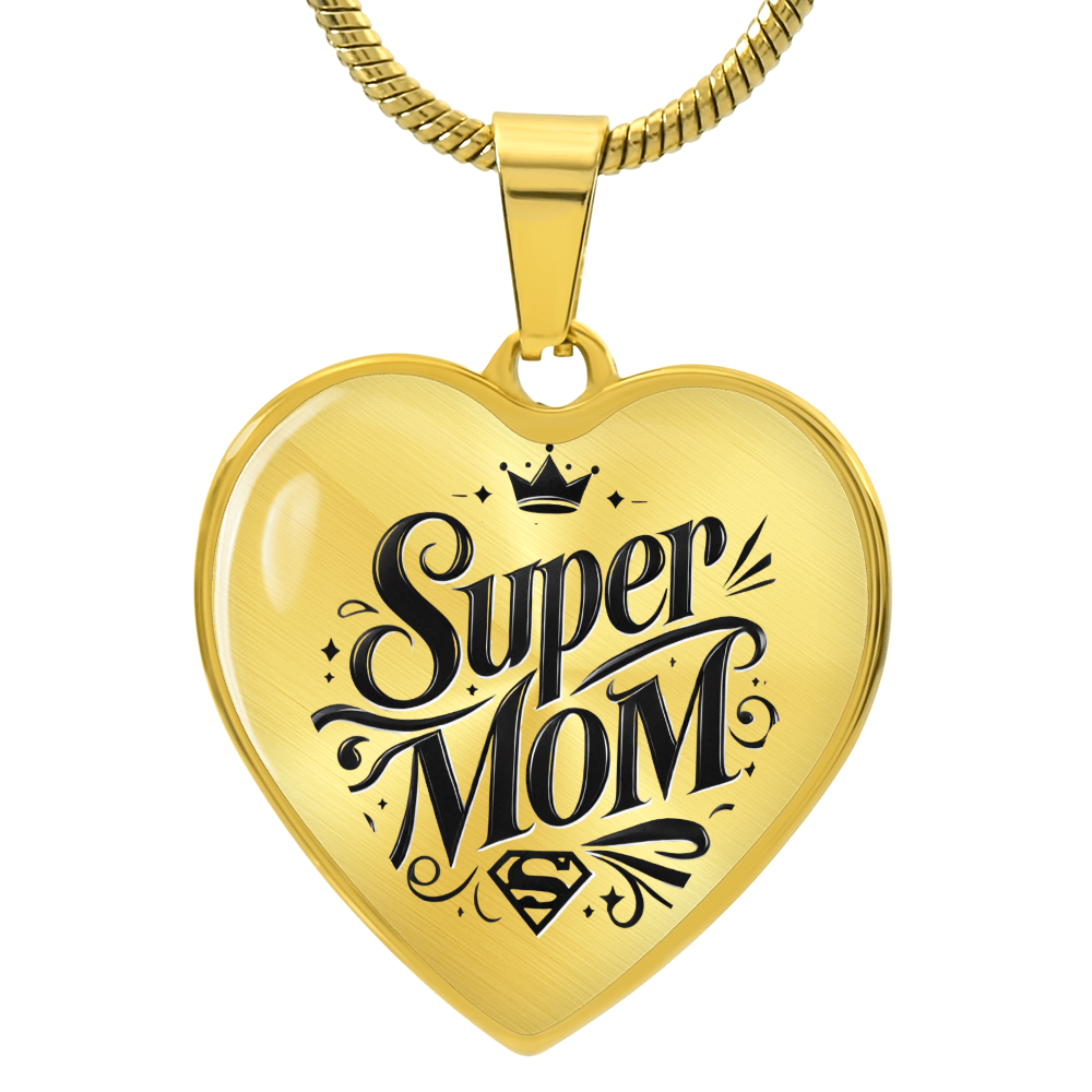 Personalized Graphic Heart Necklace – Silver & 18K Gold | Mom-Themed Designs - Dog, Cat Moms, Mama Bear, Super Mom, Boss Mom, Fur Mama