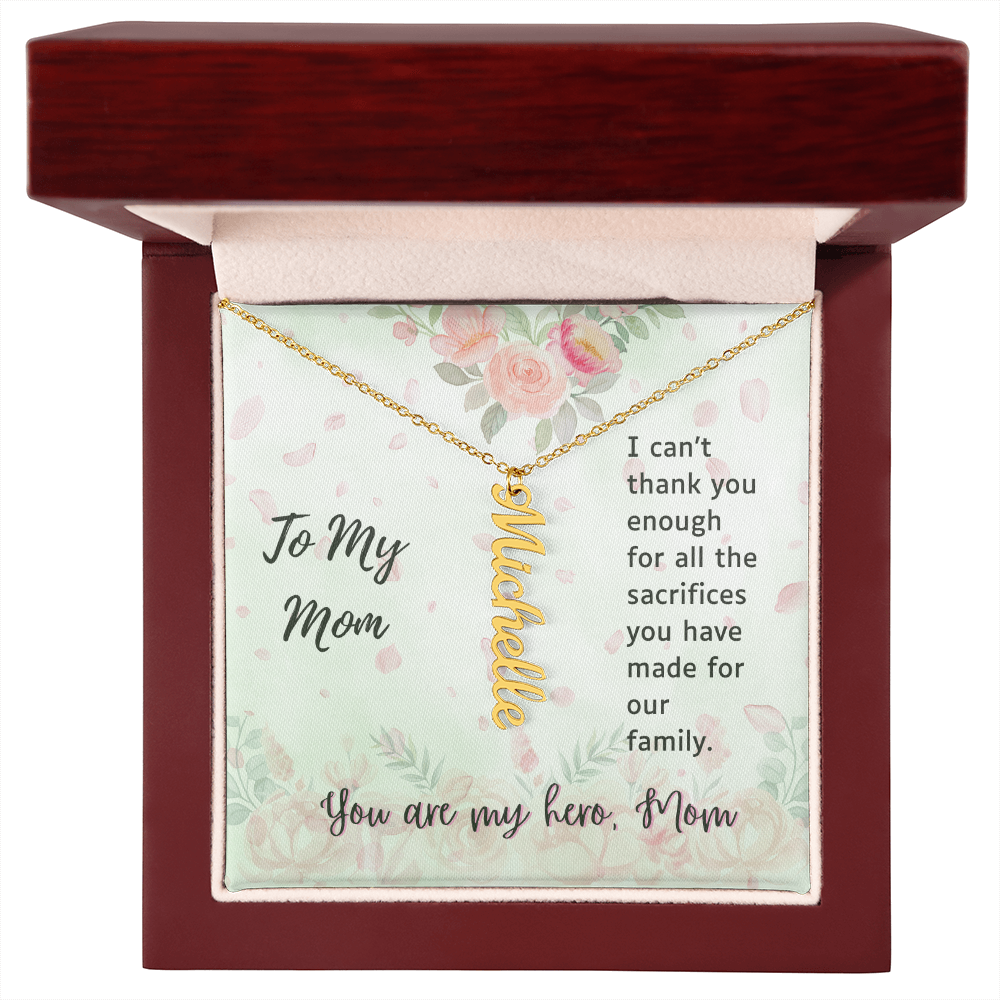 Personalized Vertical Name Necklace – Elegant & Meaningful Gift for Mom, Daughter, Daughter-in-law and Sister - for Birthday, Mother's Day, Anniversary, or any occasion