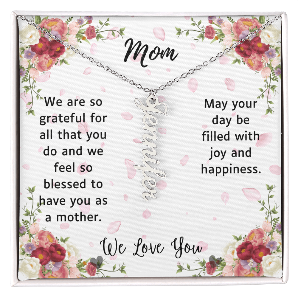 Personalized Vertical Name Necklace – Elegant & Meaningful Gift for Mom, Daughter, Daughter-in-law and Sister - for Birthday, Mother's Day, Anniversary, or any occasion