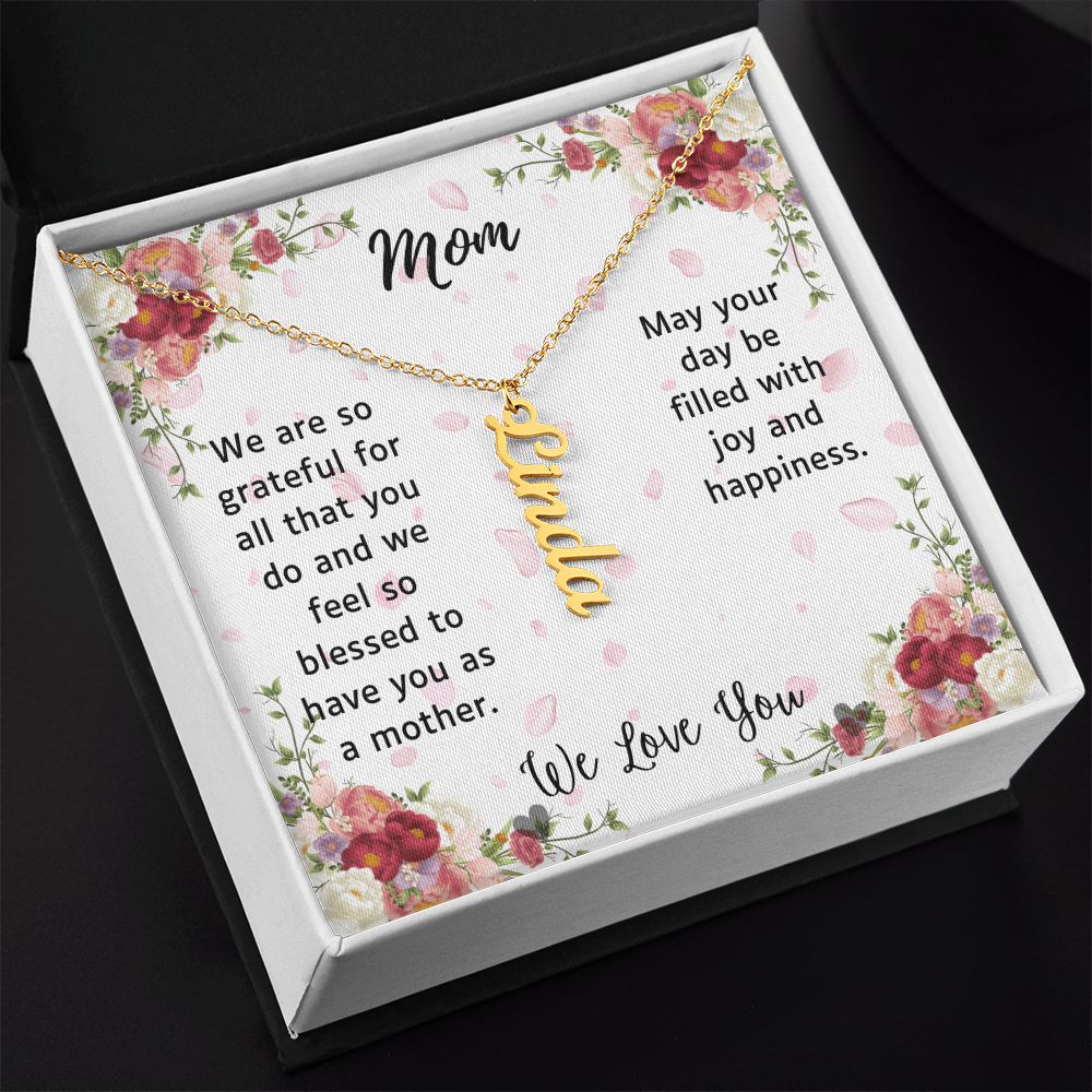 Personalized Vertical Name Necklace – Elegant & Meaningful Gift for Mom, Daughter, Daughter-in-law and Sister - for Birthday, Mother's Day, Anniversary, or any occasion