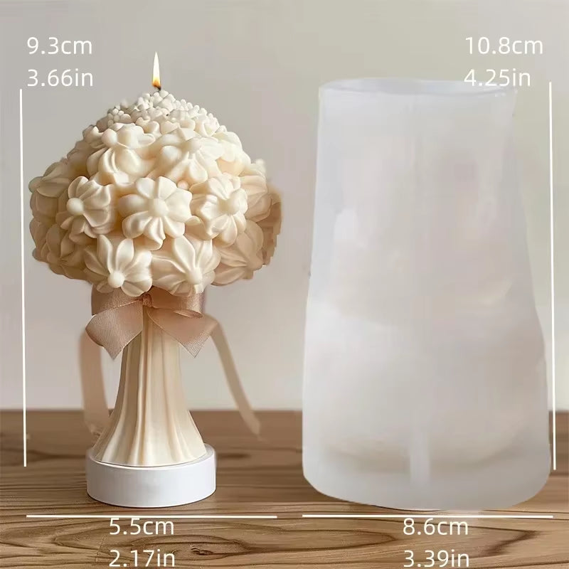 Blooming Peony Flower Relief Cylindrical Candle Silicone Mold Flower Cylinder Resin Silicone Mould Blooming Peony Gypsum Molds