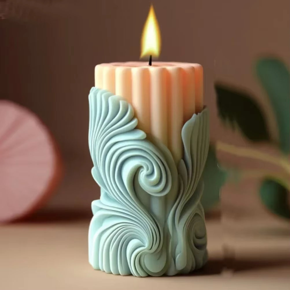 Blooming Peony Flower Relief Cylindrical Candle Silicone Mold Flower Cylinder Resin Silicone Mould Blooming Peony Gypsum Molds