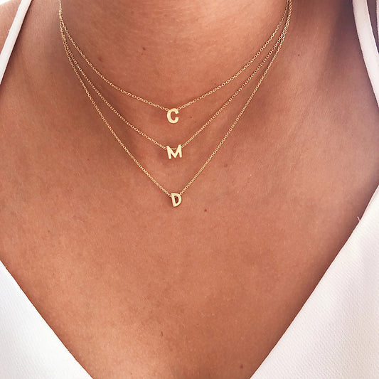 Minimalist, Elegant Initial A-Z Gold/Silver Necklace