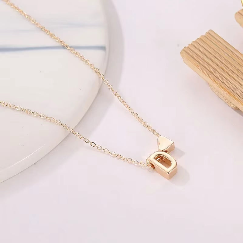 Dainty Initial Heart Necklace in Gold and Silver - Elegant Choker Pendant Jewelry Gift for Women