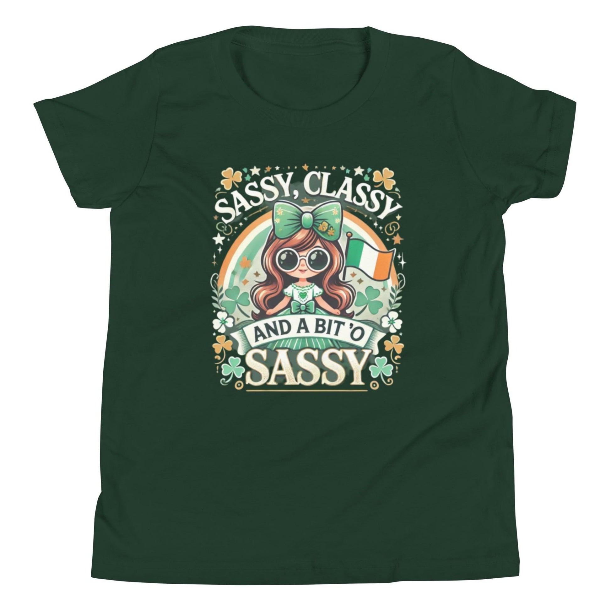 St. Patrick’s Day Youth T-Shirt – &quot;Sassy, Classy, and a Bit O’ Sassy&quot; – Fun Irish Shamrock Tee for Kids