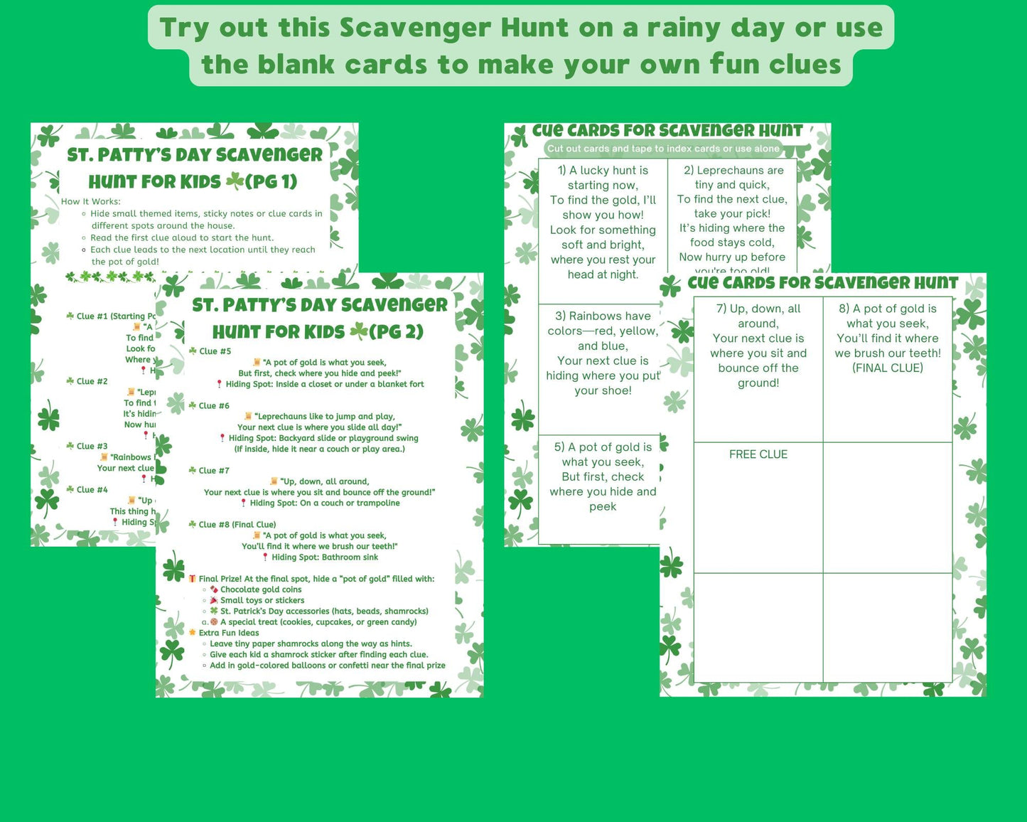St Patty's Day Activity and Coloring Pages for Kids, St Patrick's Day Scavenger Hunt, Maze, Word Search , Games and Coloring Pages, Digital Print