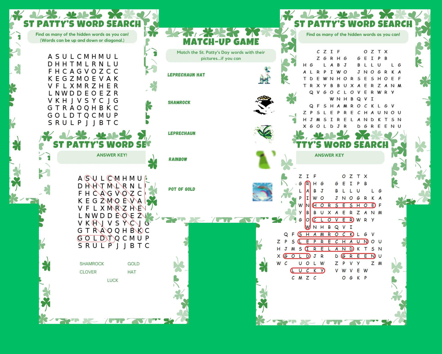 St Patty's Day Activity and Coloring Pages for Kids, St Patrick's Day Scavenger Hunt, Maze, Word Search , Games and Coloring Pages, Digital Print