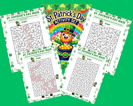 St Patty's Day Activity and Coloring Pages for Kids, St Patrick's Day Scavenger Hunt, Maze, Word Search , Games and Coloring Pages, Digital Print