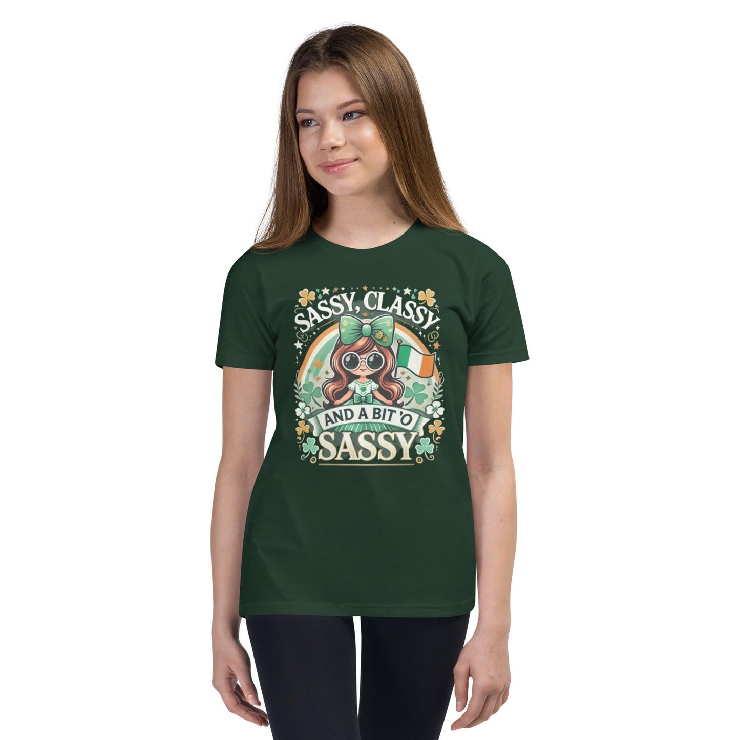 St. Patrick’s Day Youth T-Shirt – &quot;Sassy, Classy, and a Bit O’ Sassy&quot; – Fun Irish Shamrock Tee for Kids