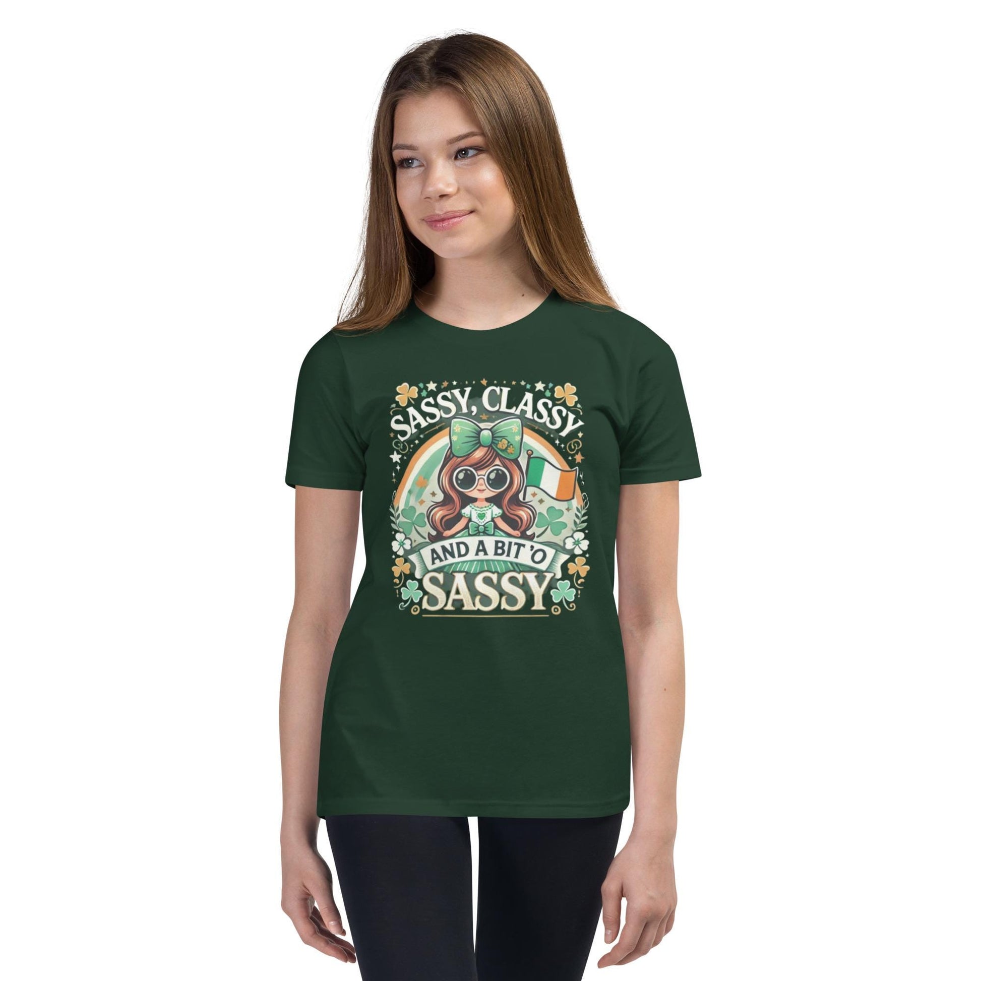 St. Patrick’s Day Youth T-Shirt – &quot;Sassy, Classy, and a Bit O’ Sassy&quot; – Fun Irish Shamrock Tee for Kids