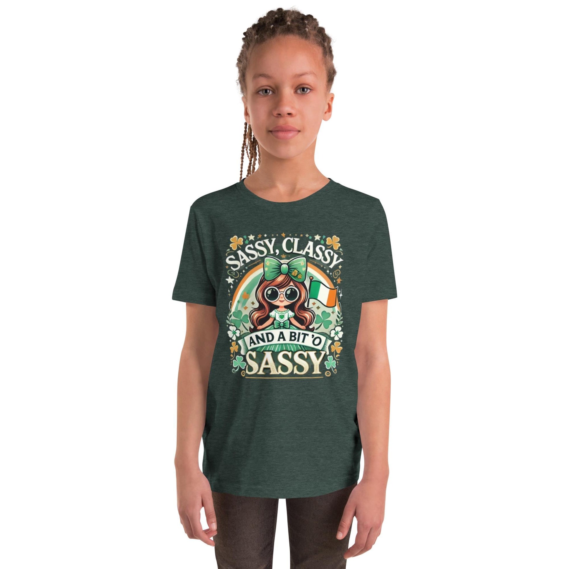 St. Patrick’s Day Youth T-Shirt – &quot;Sassy, Classy, and a Bit O’ Sassy&quot; – Fun Irish Shamrock Tee for Kids