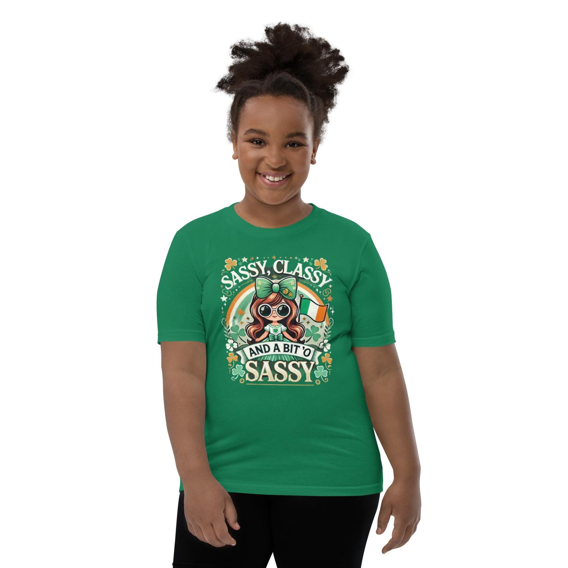 St. Patrick’s Day Youth T-Shirt – &quot;Sassy, Classy, and a Bit O’ Sassy&quot; – Fun Irish Shamrock Tee for Kids