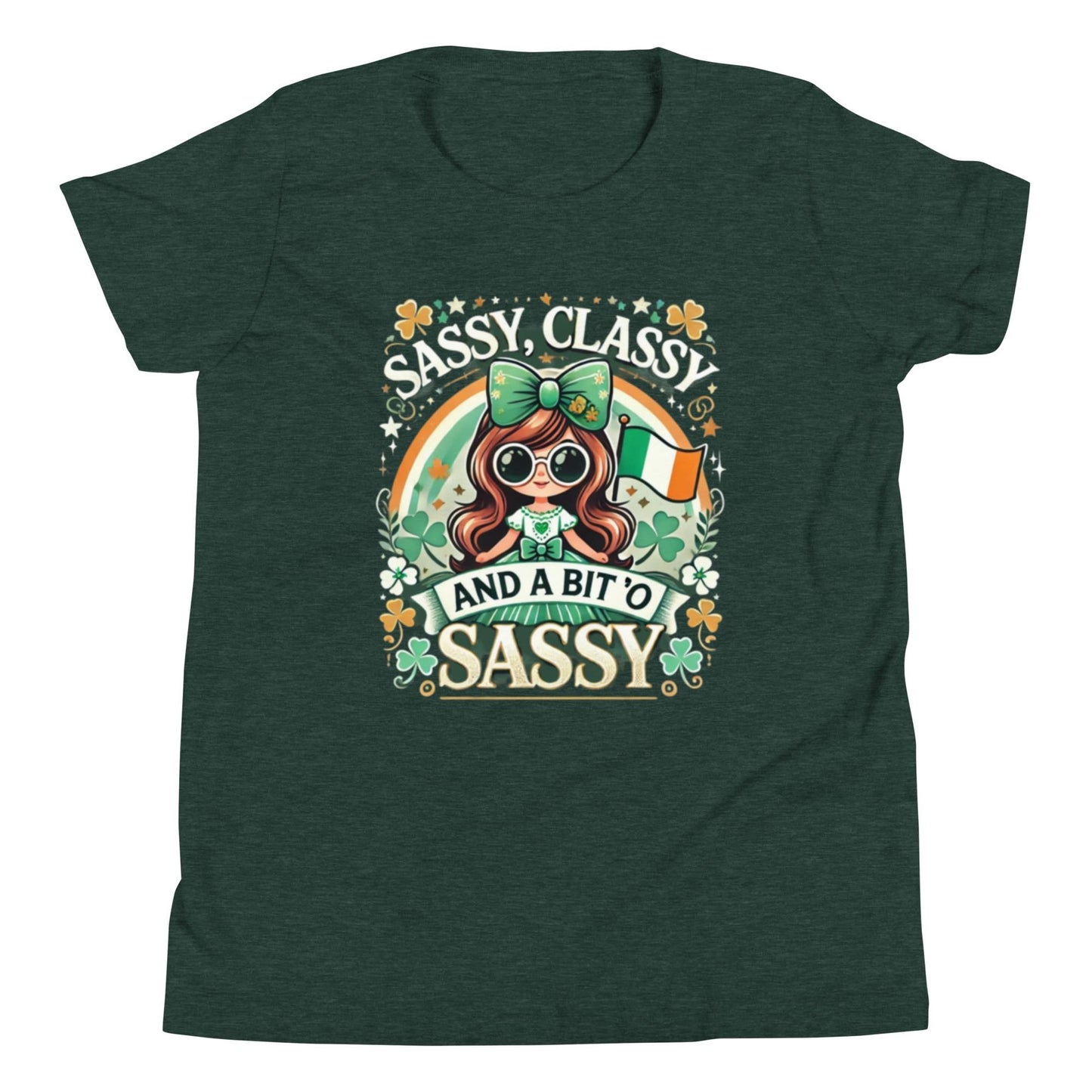 St. Patrick’s Day Youth T-Shirt – &quot;Sassy, Classy, and a Bit O’ Sassy&quot; – Fun Irish Shamrock Tee for Kids